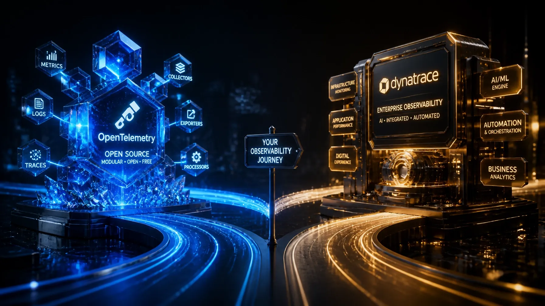 Illustration for an article comparing OpenTelemetry with vendor lock-in in digital transformation